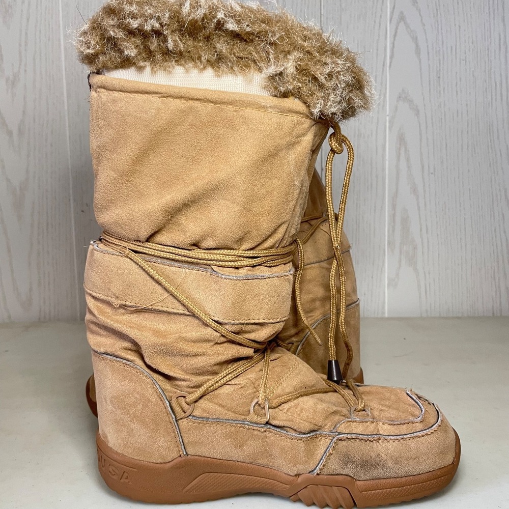 DC Chalet Women's Winter Snow Boots Brown Suede Faux Fur Y2K Lace Up Size 6 Rare - Picture 11 of 16